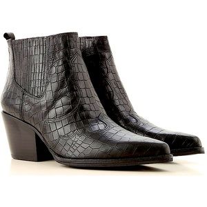 Sam Edelman Black Croc Winona Booties